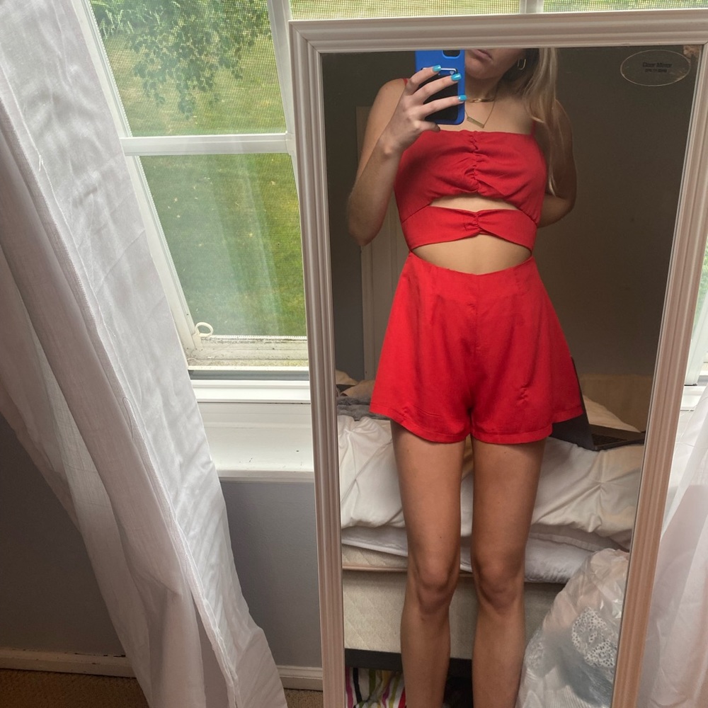 Red princess polly romper